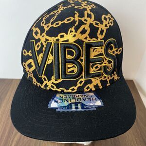 VIBES Wynn Headwear Black Gold Snapback Hat Cap Urban Hip-Hop Hipster NWOT